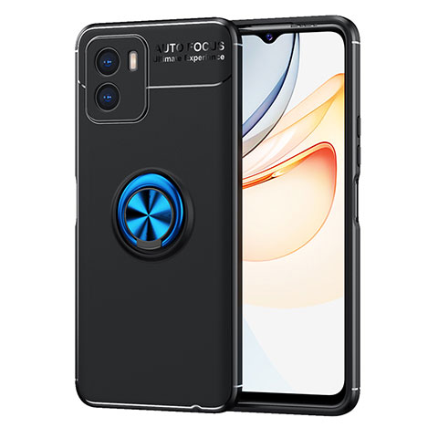 Coque Ultra Fine Silicone Souple Housse Etui avec Support Bague Anneau Aimante Magnetique SD2 pour Vivo Y01A Bleu et Noir