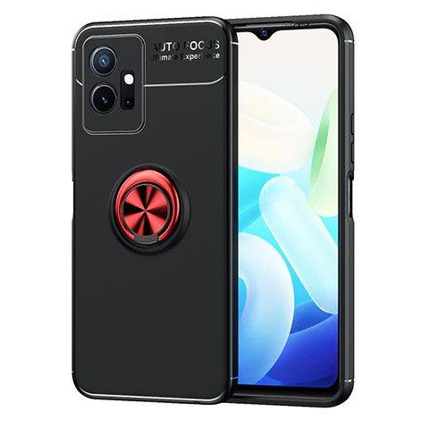 Coque Ultra Fine Silicone Souple Housse Etui avec Support Bague Anneau Aimante Magnetique SD2 pour Vivo Y30 5G Rouge et Noir