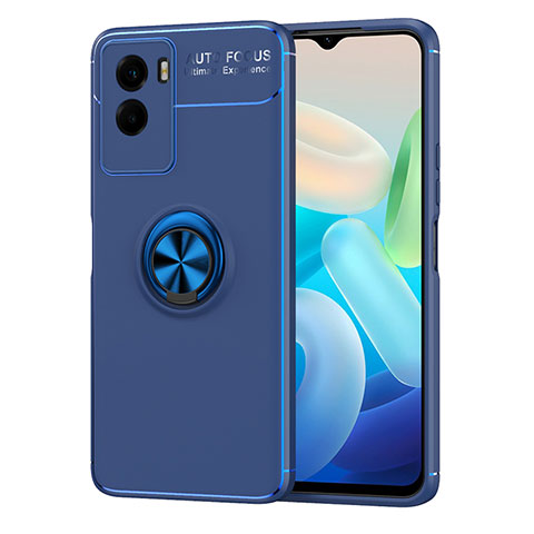 Coque Ultra Fine Silicone Souple Housse Etui avec Support Bague Anneau Aimante Magnetique SD2 pour Vivo Y55s (2021) Bleu