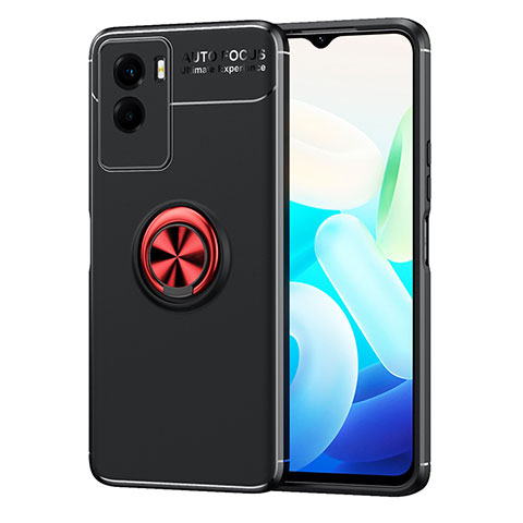 Coque Ultra Fine Silicone Souple Housse Etui avec Support Bague Anneau Aimante Magnetique SD2 pour Vivo Y72t Rouge et Noir