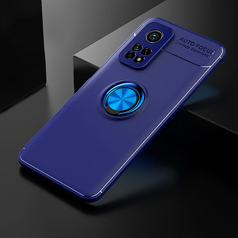 Coque Ultra Fine Silicone Souple Housse Etui avec Support Bague Anneau Aimante Magnetique SD2 pour Xiaomi Mi 10T 5G Bleu