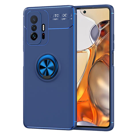 Coque Ultra Fine Silicone Souple Housse Etui avec Support Bague Anneau Aimante Magnetique SD2 pour Xiaomi Mi 11T Pro 5G Bleu