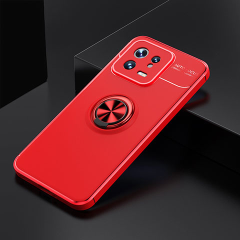 Coque Ultra Fine Silicone Souple Housse Etui avec Support Bague Anneau Aimante Magnetique SD2 pour Xiaomi Mi 13 5G Rouge