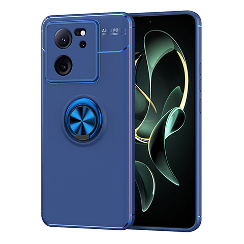 Coque Ultra Fine Silicone Souple Housse Etui avec Support Bague Anneau Aimante Magnetique SD2 pour Xiaomi Mi 13T Pro 5G Bleu