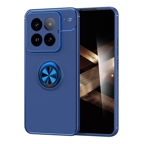 Coque Ultra Fine Silicone Souple Housse Etui avec Support Bague Anneau Aimante Magnetique SD2 pour Xiaomi Mi 14 5G Bleu