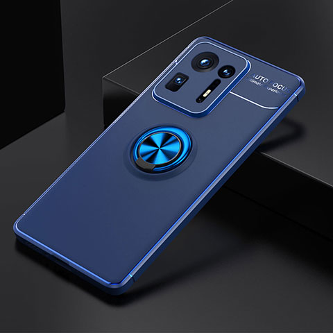 Coque Ultra Fine Silicone Souple Housse Etui avec Support Bague Anneau Aimante Magnetique SD2 pour Xiaomi Mi Mix 4 5G Bleu