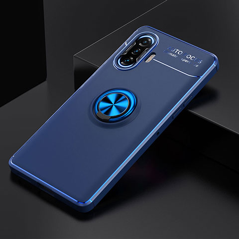 Coque Ultra Fine Silicone Souple Housse Etui avec Support Bague Anneau Aimante Magnetique SD2 pour Xiaomi Poco F3 GT 5G Bleu