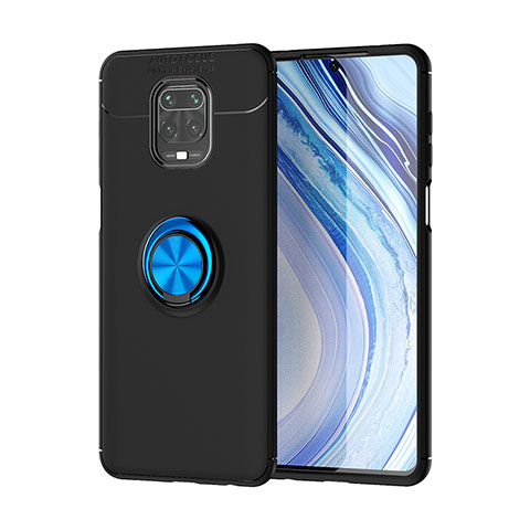 Coque Ultra Fine Silicone Souple Housse Etui avec Support Bague Anneau Aimante Magnetique SD2 pour Xiaomi Poco M2 Pro Bleu et Noir