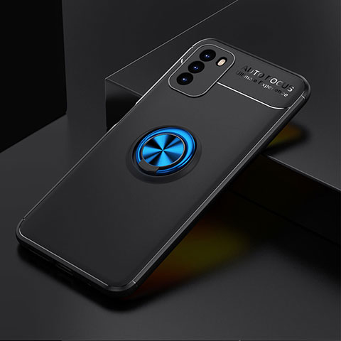 Coque Ultra Fine Silicone Souple Housse Etui avec Support Bague Anneau Aimante Magnetique SD2 pour Xiaomi Poco M3 Bleu et Noir