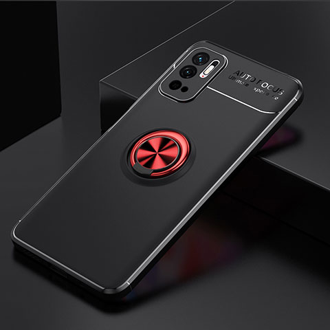 Coque Ultra Fine Silicone Souple Housse Etui avec Support Bague Anneau Aimante Magnetique SD2 pour Xiaomi POCO M3 Pro 5G Rouge et Noir