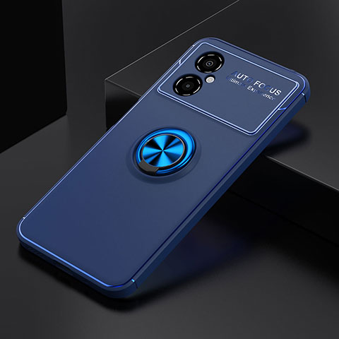 Coque Ultra Fine Silicone Souple Housse Etui avec Support Bague Anneau Aimante Magnetique SD2 pour Xiaomi Poco M4 5G Bleu