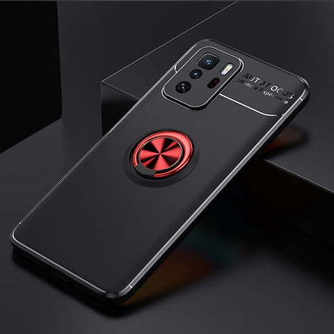 Coque Ultra Fine Silicone Souple Housse Etui avec Support Bague Anneau Aimante Magnetique SD2 pour Xiaomi Poco X3 GT 5G Rouge et Noir