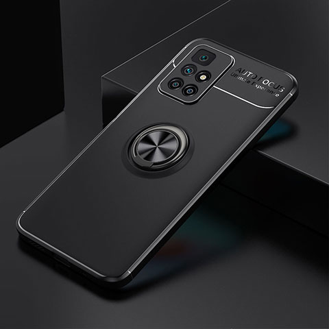 Coque Ultra Fine Silicone Souple Housse Etui avec Support Bague Anneau Aimante Magnetique SD2 pour Xiaomi Redmi 10 4G Noir