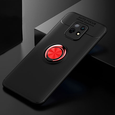 Coque Ultra Fine Silicone Souple Housse Etui avec Support Bague Anneau Aimante Magnetique SD2 pour Xiaomi Redmi 10X Pro 5G Rouge et Noir