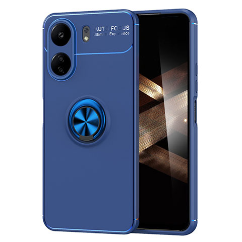 Coque Ultra Fine Silicone Souple Housse Etui avec Support Bague Anneau Aimante Magnetique SD2 pour Xiaomi Redmi 13C Bleu