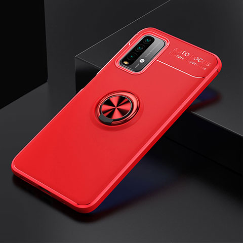 Coque Ultra Fine Silicone Souple Housse Etui avec Support Bague Anneau Aimante Magnetique SD2 pour Xiaomi Redmi 9 Power Rouge