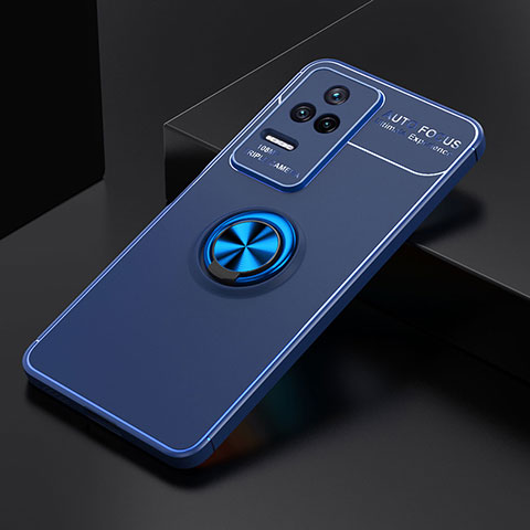 Coque Ultra Fine Silicone Souple Housse Etui avec Support Bague Anneau Aimante Magnetique SD2 pour Xiaomi Redmi K40S 5G Bleu