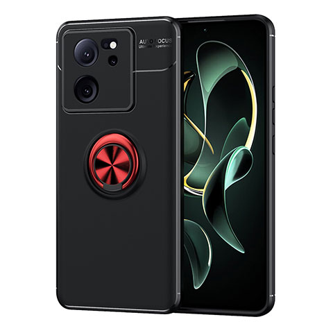 Coque Ultra Fine Silicone Souple Housse Etui avec Support Bague Anneau Aimante Magnetique SD2 pour Xiaomi Redmi K60 Ultra 5G Rouge et Noir