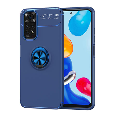 Coque Ultra Fine Silicone Souple Housse Etui avec Support Bague Anneau Aimante Magnetique SD2 pour Xiaomi Redmi Note 11S 4G Bleu