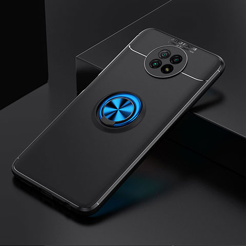 Coque Ultra Fine Silicone Souple Housse Etui avec Support Bague Anneau Aimante Magnetique SD2 pour Xiaomi Redmi Note 9 5G Bleu et Noir