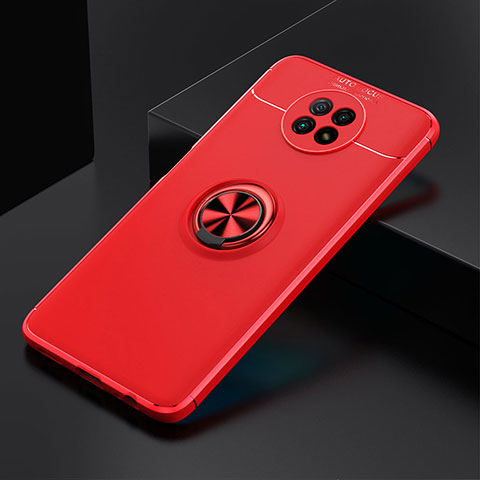 Coque Ultra Fine Silicone Souple Housse Etui avec Support Bague Anneau Aimante Magnetique SD2 pour Xiaomi Redmi Note 9T 5G Rouge