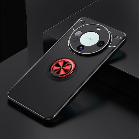 Coque Ultra Fine Silicone Souple Housse Etui avec Support Bague Anneau Aimante Magnetique SD3 pour Huawei Mate 60 Rouge et Noir