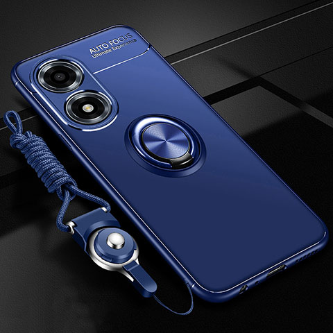 Coque Ultra Fine Silicone Souple Housse Etui avec Support Bague Anneau Aimante Magnetique SD3 pour Oppo A2x 5G Bleu