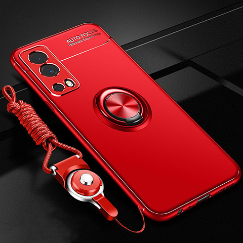 Coque Ultra Fine Silicone Souple Housse Etui avec Support Bague Anneau Aimante Magnetique SD3 pour Vivo iQOO Z3 5G Rouge