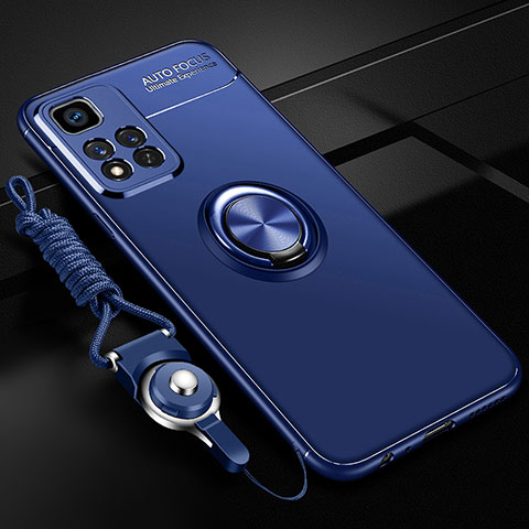 Coque Ultra Fine Silicone Souple Housse Etui avec Support Bague Anneau Aimante Magnetique SD3 pour Xiaomi Mi 11i 5G (2022) Bleu