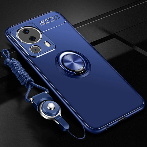 Coque Ultra Fine Silicone Souple Housse Etui avec Support Bague Anneau Aimante Magnetique SD3 pour Xiaomi Mi 12 Lite NE 5G Bleu