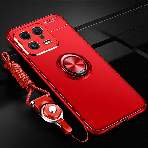 Coque Ultra Fine Silicone Souple Housse Etui avec Support Bague Anneau Aimante Magnetique SD3 pour Xiaomi Mi 13 Pro 5G Rouge