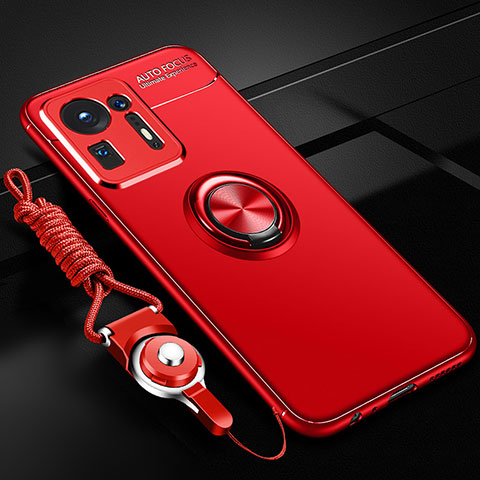 Coque Ultra Fine Silicone Souple Housse Etui avec Support Bague Anneau Aimante Magnetique SD3 pour Xiaomi Mi Mix 4 5G Rouge