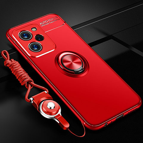 Coque Ultra Fine Silicone Souple Housse Etui avec Support Bague Anneau Aimante Magnetique SD3 pour Xiaomi Poco X5 Pro 5G Rouge