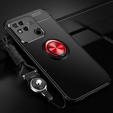 Coque Ultra Fine Silicone Souple Housse Etui avec Support Bague Anneau Aimante Magnetique SD3 pour Xiaomi Redmi 9 Activ Rouge et Noir