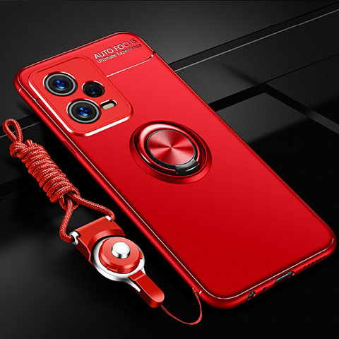 Coque Ultra Fine Silicone Souple Housse Etui avec Support Bague Anneau Aimante Magnetique SD3 pour Xiaomi Redmi Note 12 Pro+ Plus 5G Rouge