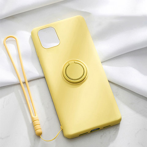 Coque Ultra Fine Silicone Souple Housse Etui avec Support Bague Anneau Aimante Magnetique T01 pour Apple iPhone 11 Jaune