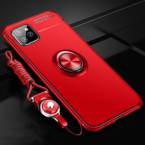 Coque Ultra Fine Silicone Souple Housse Etui avec Support Bague Anneau Aimante Magnetique T01 pour Apple iPhone 11 Pro Max Rouge