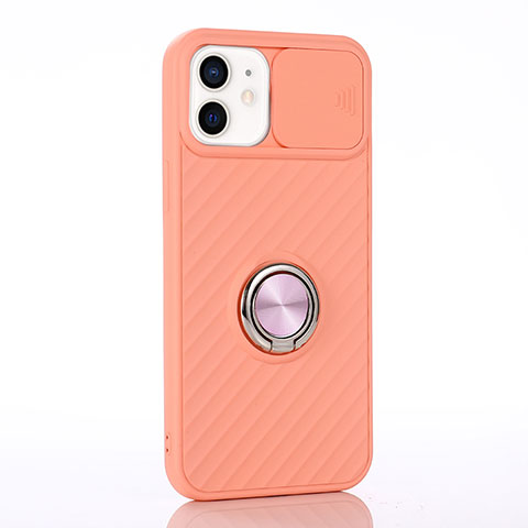 Coque Ultra Fine Silicone Souple Housse Etui avec Support Bague Anneau Aimante Magnetique T01 pour Apple iPhone 12 Mini Orange