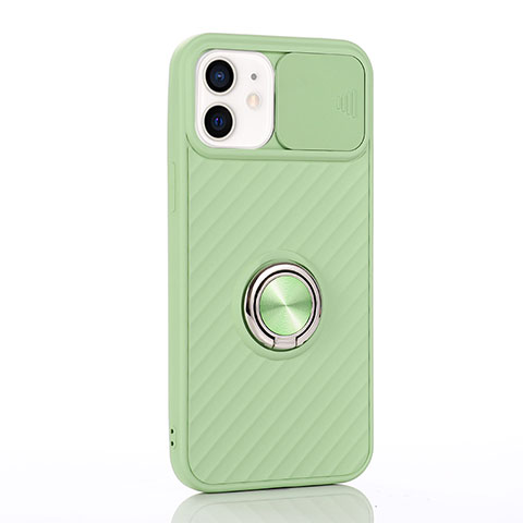 Coque Ultra Fine Silicone Souple Housse Etui avec Support Bague Anneau Aimante Magnetique T01 pour Apple iPhone 12 Mini Pastel Vert