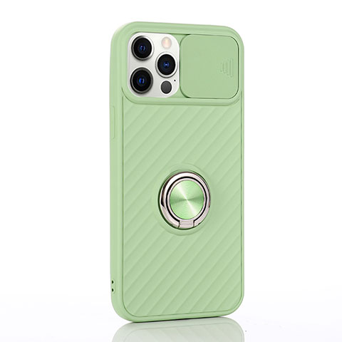 Coque Ultra Fine Silicone Souple Housse Etui avec Support Bague Anneau Aimante Magnetique T01 pour Apple iPhone 12 Pro Max Pastel Vert