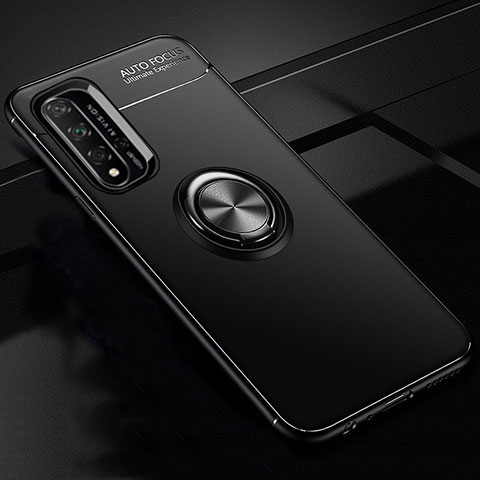 Coque Ultra Fine Silicone Souple Housse Etui avec Support Bague Anneau Aimante Magnetique T01 pour Huawei Honor 20 Noir