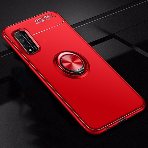 Coque Ultra Fine Silicone Souple Housse Etui avec Support Bague Anneau Aimante Magnetique T01 pour Huawei Honor 20S Rouge