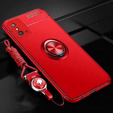 Coque Ultra Fine Silicone Souple Housse Etui avec Support Bague Anneau Aimante Magnetique T01 pour Huawei Honor X10 Max 5G Rouge