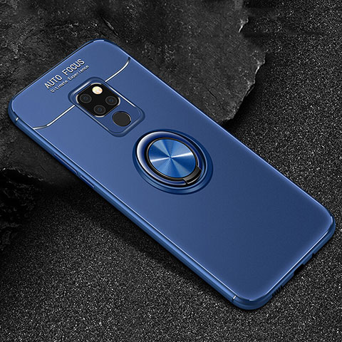 Coque Ultra Fine Silicone Souple Housse Etui avec Support Bague Anneau Aimante Magnetique T01 pour Huawei Mate 20 Bleu