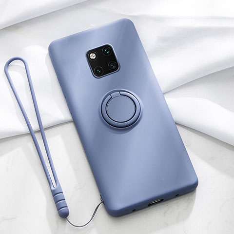 Coque Ultra Fine Silicone Souple Housse Etui avec Support Bague Anneau Aimante Magnetique T01 pour Huawei Mate 20 Pro Violet