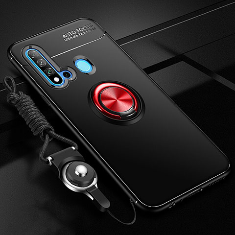 Coque Ultra Fine Silicone Souple Housse Etui avec Support Bague Anneau Aimante Magnetique T01 pour Huawei Nova 5i Rouge et Noir