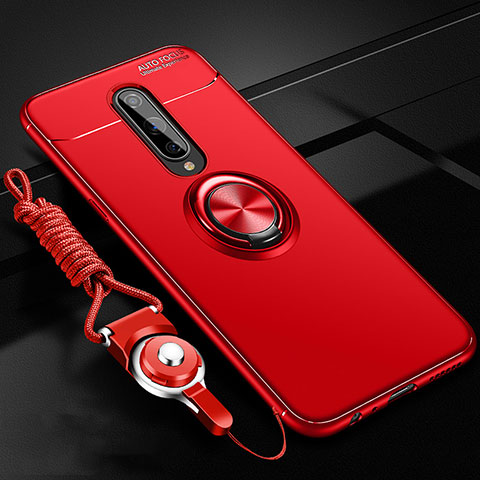 Coque Ultra Fine Silicone Souple Housse Etui avec Support Bague Anneau Aimante Magnetique T01 pour OnePlus 8 Rouge