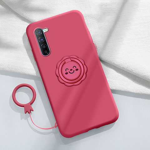 Coque Ultra Fine Silicone Souple Housse Etui avec Support Bague Anneau Aimante Magnetique T01 pour Oppo A91 Vin Rouge