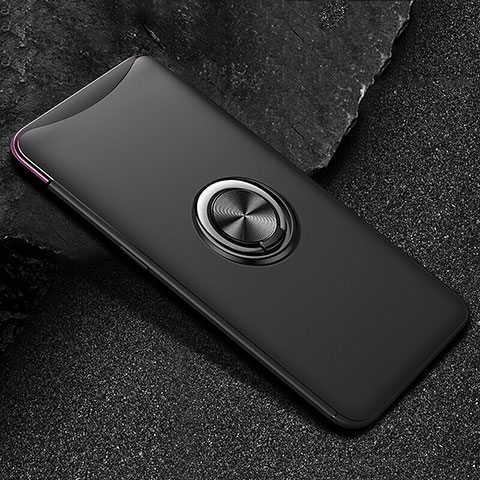 Coque Ultra Fine Silicone Souple Housse Etui avec Support Bague Anneau Aimante Magnetique T01 pour Oppo Find X Noir