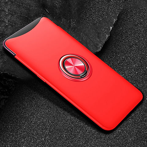 Coque Ultra Fine Silicone Souple Housse Etui avec Support Bague Anneau Aimante Magnetique T01 pour Oppo Find X Rouge